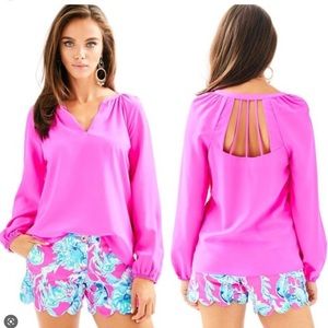 Lilly Pulitzer Leslie Silk Top in Raz Berry